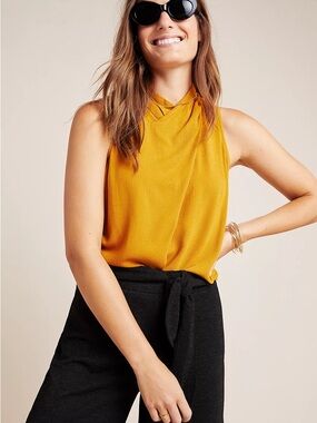 Maeve Mustard Halter Neck Sleeveless Top PERFECT FOR FALL